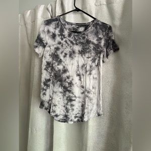 american eagle gray and white tie dye tee